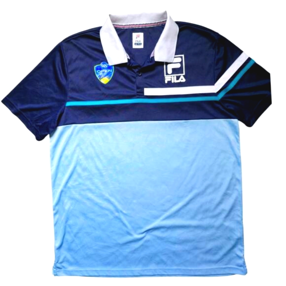 FILA W&S Cincinnati Open Tennis Womens Polo Size XL Navy white and‎ teal